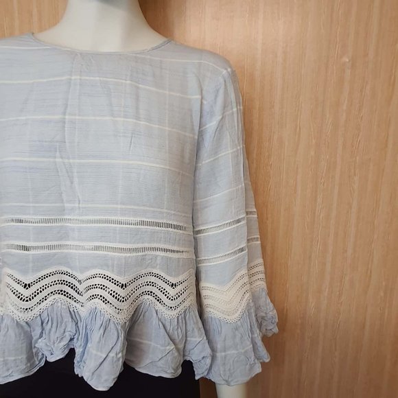 SEED HERITAGE Check Trim Frill Top Blouse - Picture 12 of 12